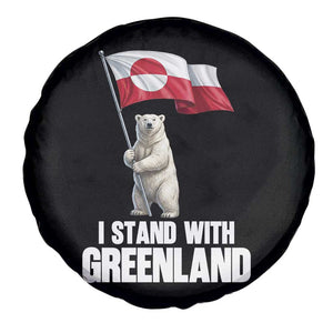 I Stand With Greenland Spare Tire Cover Cute Polar Bear Holding Flag Political Support TS02 Print Your Wear