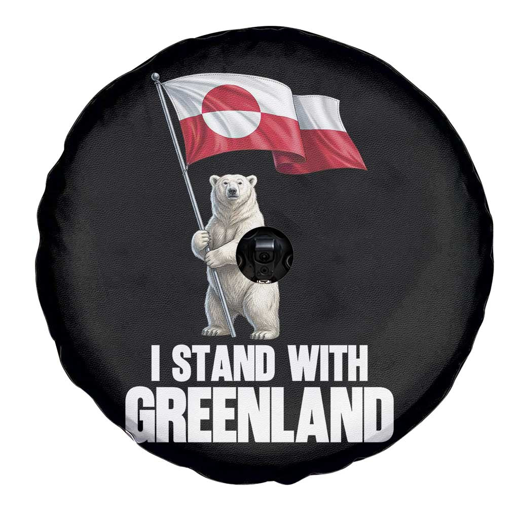 I Stand With Greenland Spare Tire Cover Cute Polar Bear Holding Flag Political Support TS02 Print Your Wear