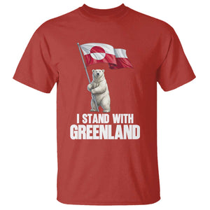 I Stand With Greenland T Shirt Cute Polar Bear Holding Flag Political Support TS02 Red Print Your Wear
