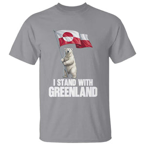 I Stand With Greenland T Shirt Cute Polar Bear Holding Flag Political Support TS02 Sport Gray Print Your Wear