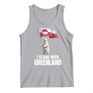 I Stand With Greenland Tank Top Cute Polar Bear Holding Flag Political Support TS02 Athletic Heather Print Your Wear