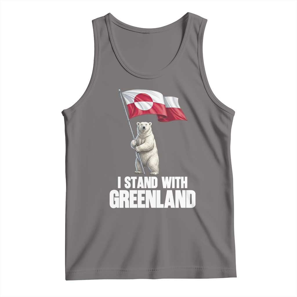 I Stand With Greenland Tank Top Cute Polar Bear Holding Flag Political Support TS02 Deep Heather Print Your Wear