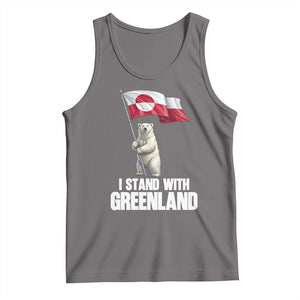 I Stand With Greenland Tank Top Cute Polar Bear Holding Flag Political Support TS02 Deep Heather Print Your Wear