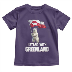 I Stand With Greenland Toddler T Shirt Cute Polar Bear Holding Flag Political Support TS02 Purple Print Your Wear