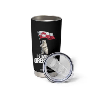 I Stand With Greenland Tumbler Cup Cute Polar Bear Holding Flag Political Support TS02 Print Your Wear