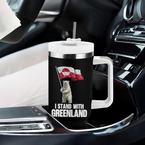 I Stand With Greenland Tumbler With Handle Cute Polar Bear Holding Flag Political Support TS02 Print Your Wear