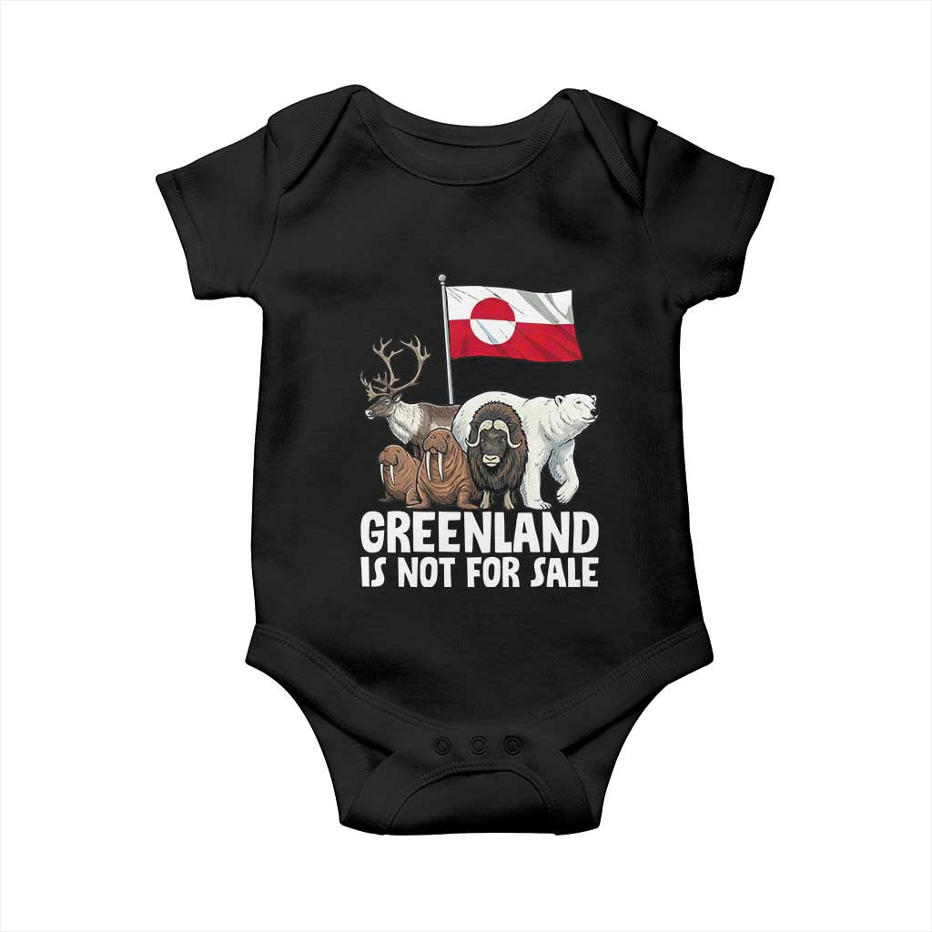 Greenland Is Not For Sale Baby Onesie Arctic Animal Resist Protest Greenland Flag TS02 Black Print Your Wear
