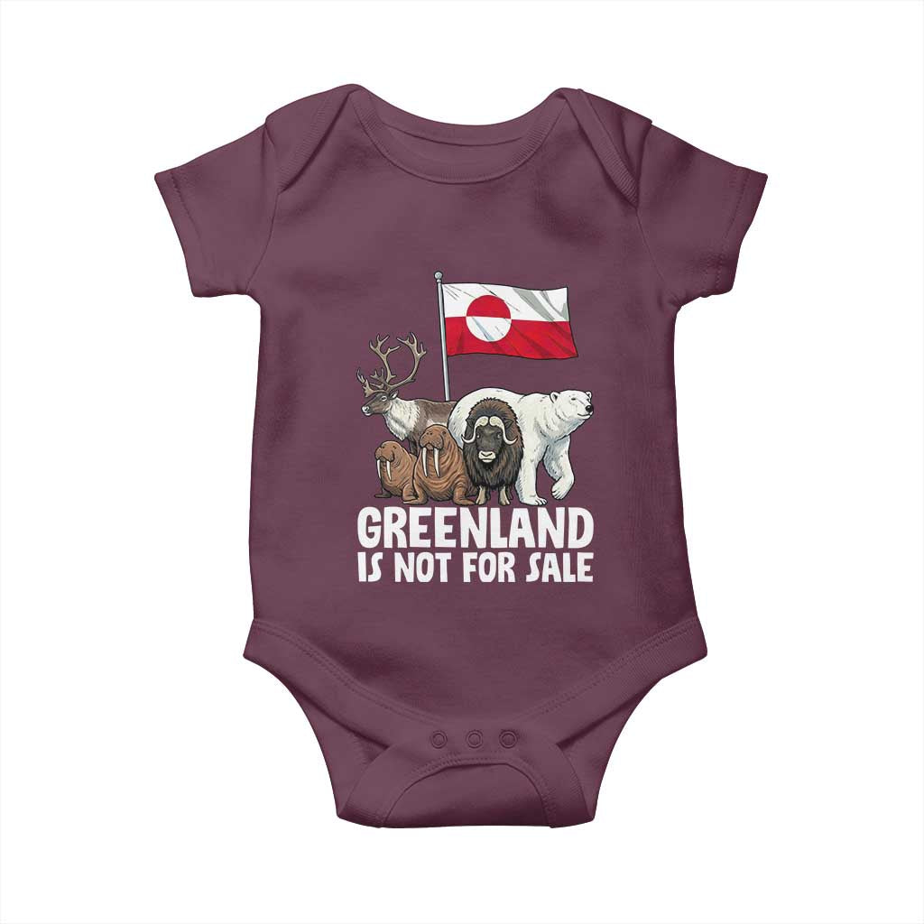 Greenland Is Not For Sale Baby Onesie Arctic Animal Resist Protest Greenland Flag TS02 Maroon Print Your Wear