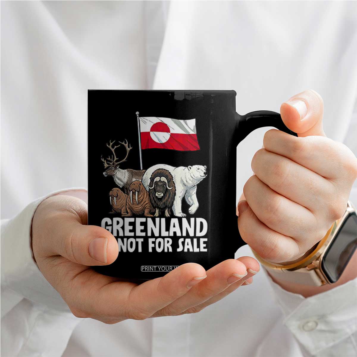 Greenland Is Not For Sale Coffee Mug Arctic Animal Resist Protest Greenland Flag TS02 Print Your Wear