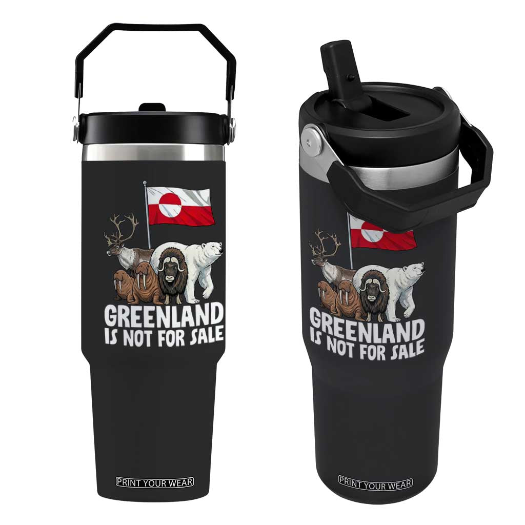 Greenland Is Not For Sale Flip Straw Tumbler Arctic Animal Resist Protest Greenland Flag TS02 One Size: 30 oz Black Print Your Wear