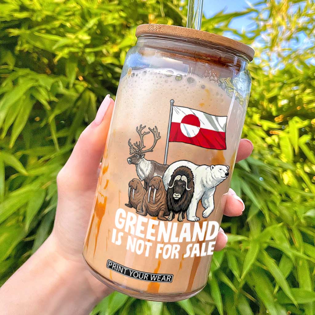 Greenland Is Not For Sale Glass Can Arctic Animal Resist Protest Greenland Flag TS02 Black Print Your Wear