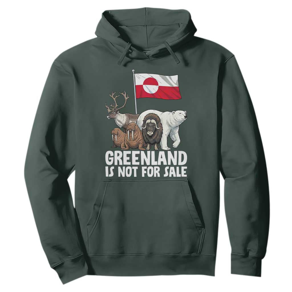 Greenland Is Not For Sale Hoodie Arctic Animal Resist Protest Greenland Flag TS02 Dark Forest Green Print Your Wear