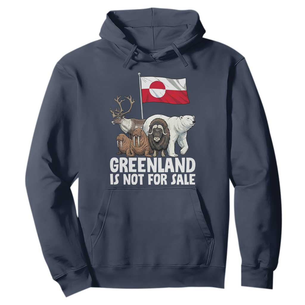 Greenland Is Not For Sale Hoodie Arctic Animal Resist Protest Greenland Flag TS02 Navy Print Your Wear