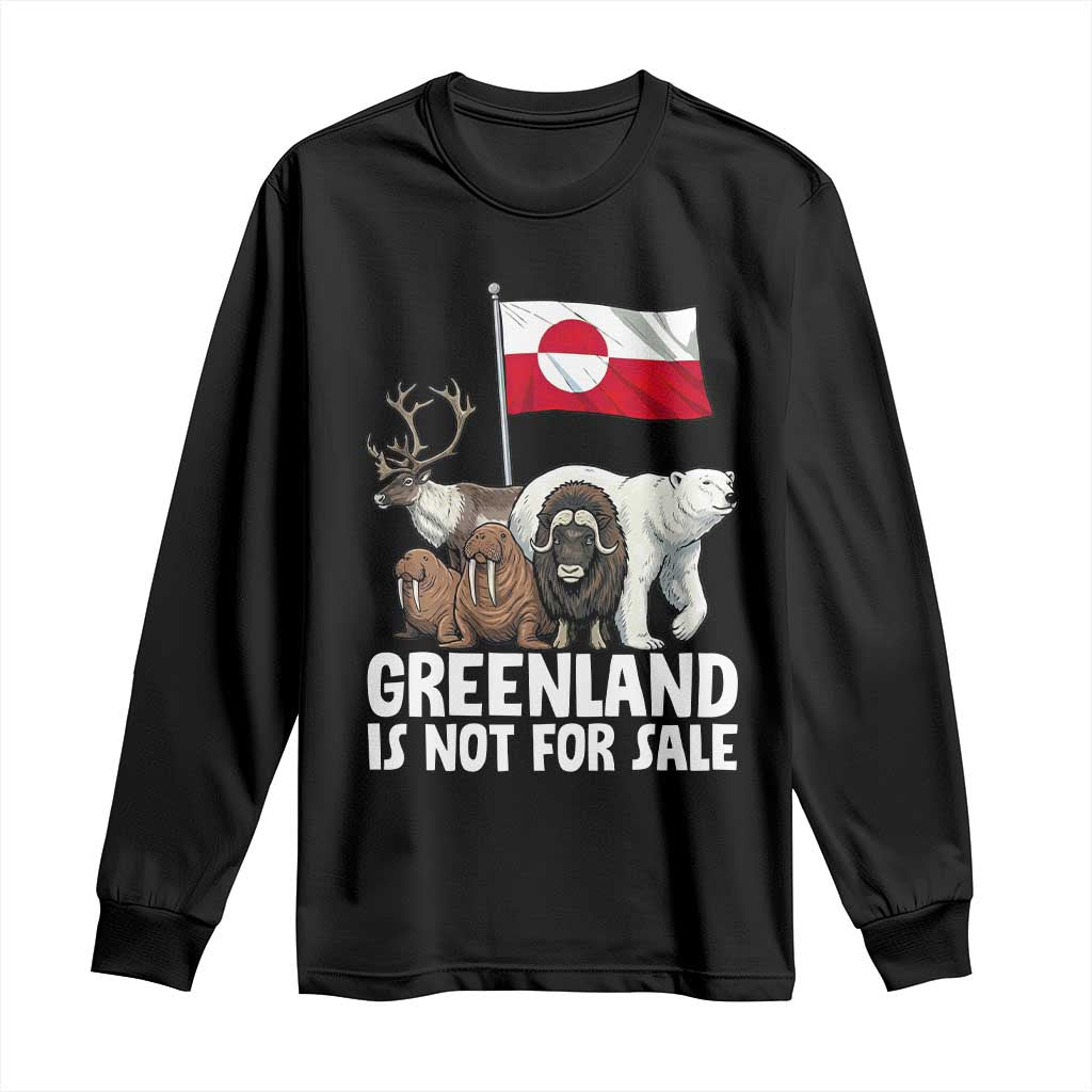 Greenland Is Not For Sale Long Sleeve Shirt Arctic Animal Resist Protest Greenland Flag TS02 Black Print Your Wear