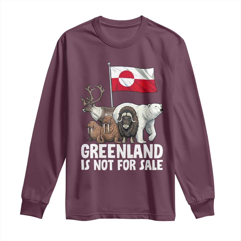 Greenland Is Not For Sale Long Sleeve Shirt Arctic Animal Resist Protest Greenland Flag TS02 Maroon Print Your Wear