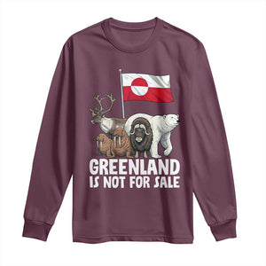 Greenland Is Not For Sale Long Sleeve Shirt Arctic Animal Resist Protest Greenland Flag TS02 Maroon Print Your Wear