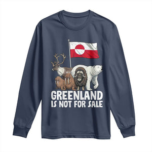 Greenland Is Not For Sale Long Sleeve Shirt Arctic Animal Resist Protest Greenland Flag TS02 Navy Print Your Wear