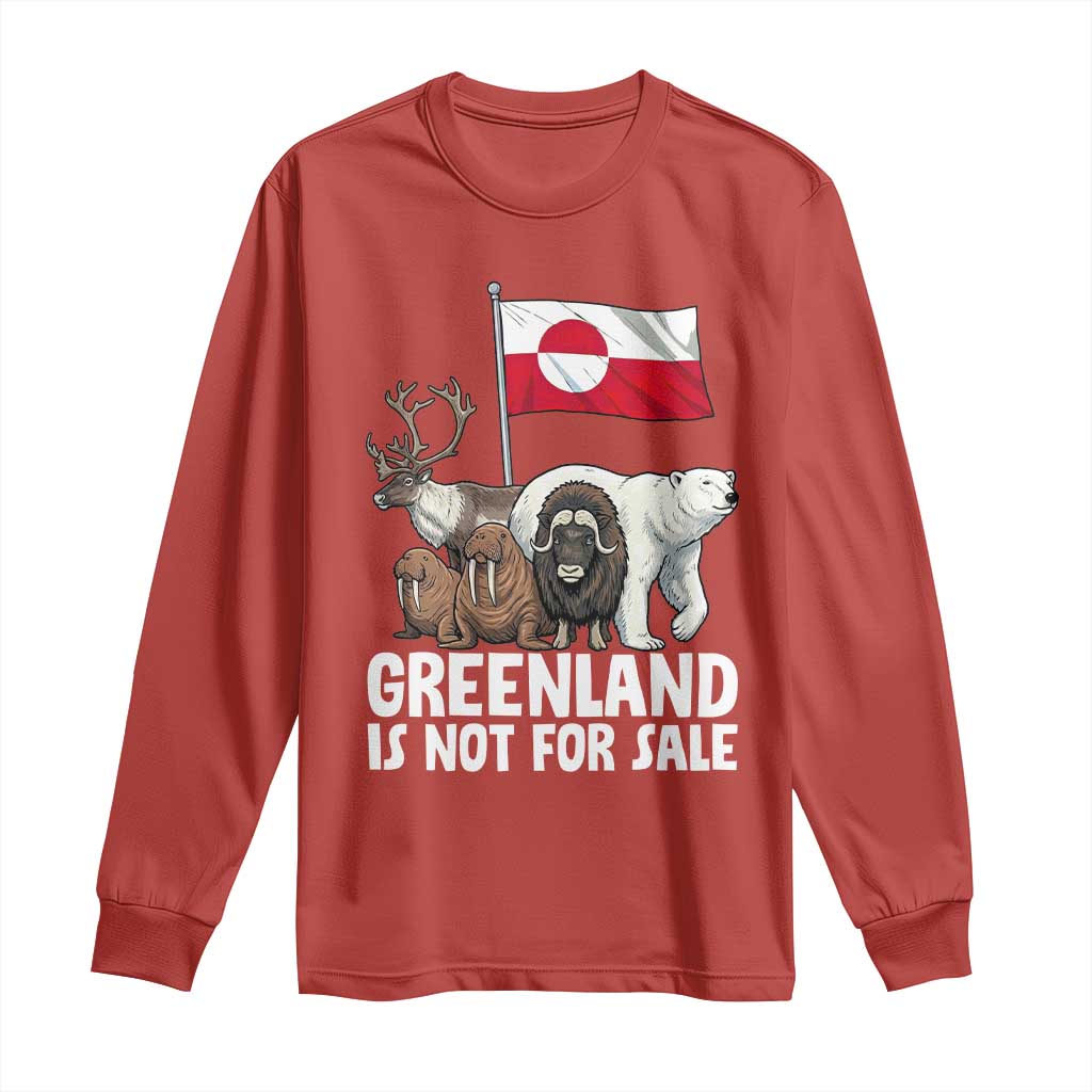 Greenland Is Not For Sale Long Sleeve Shirt Arctic Animal Resist Protest Greenland Flag TS02 Red Print Your Wear