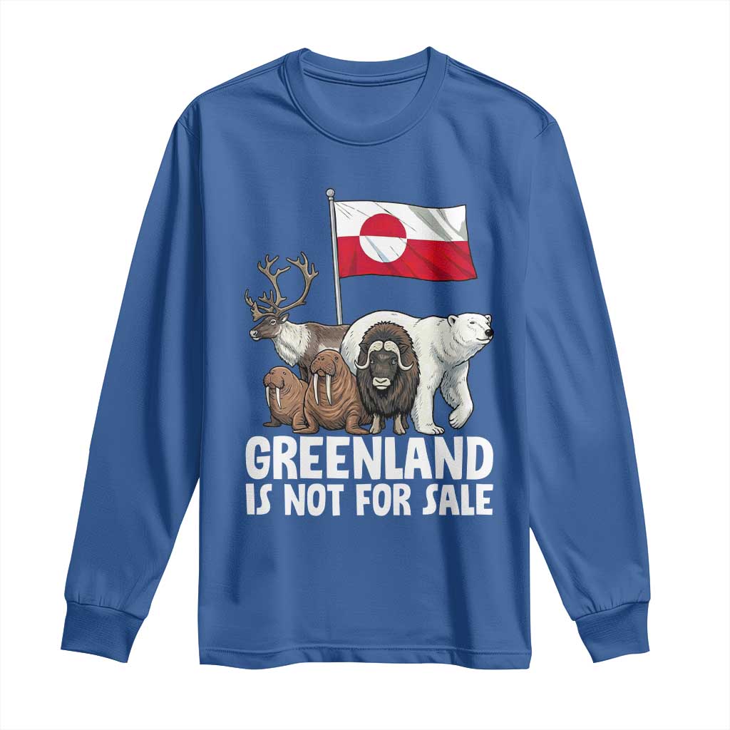 Greenland Is Not For Sale Long Sleeve Shirt Arctic Animal Resist Protest Greenland Flag TS02 Royal Blue Print Your Wear