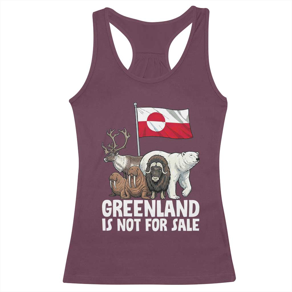 Greenland Is Not For Sale Racerback Tank Top Arctic Animal Resist Protest Greenland Flag TS02 Maroon Print Your Wear