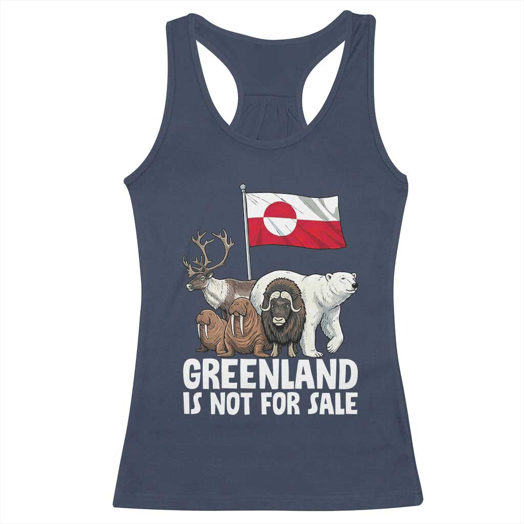 Greenland Is Not For Sale Racerback Tank Top Arctic Animal Resist Protest Greenland Flag TS02 Navy Print Your Wear