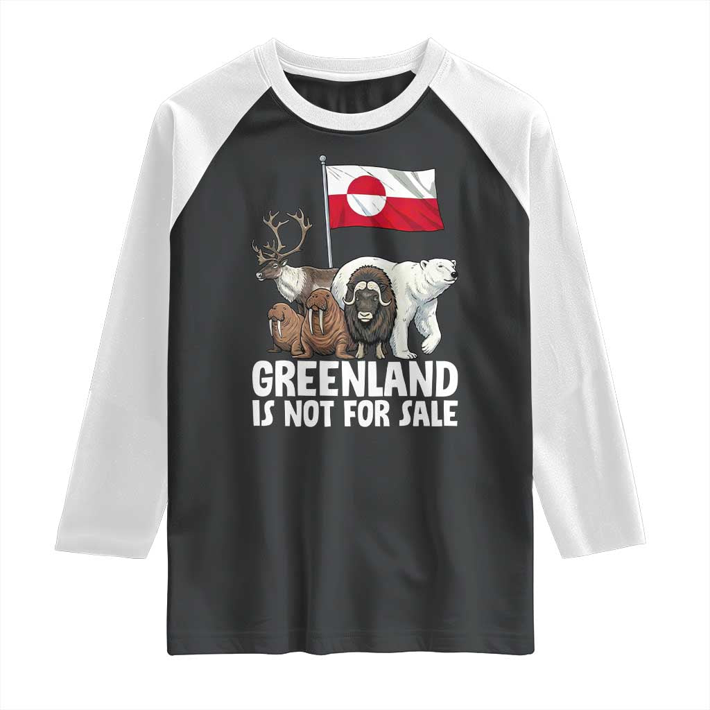 Greenland Is Not For Sale Raglan Shirt Arctic Animal Resist Protest Greenland Flag TS02 Black White Print Your Wear