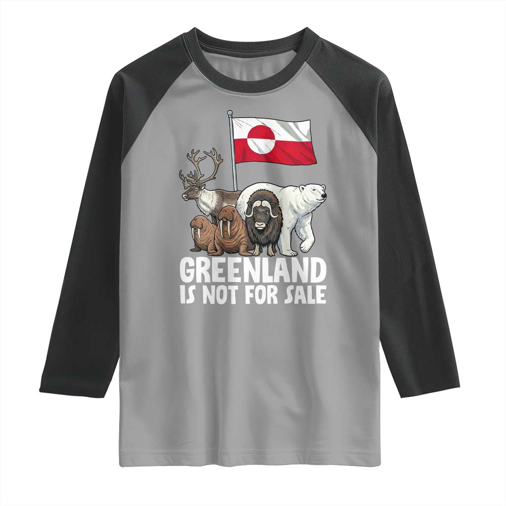 Greenland Is Not For Sale Raglan Shirt Arctic Animal Resist Protest Greenland Flag TS02 Sport Gray Black Print Your Wear