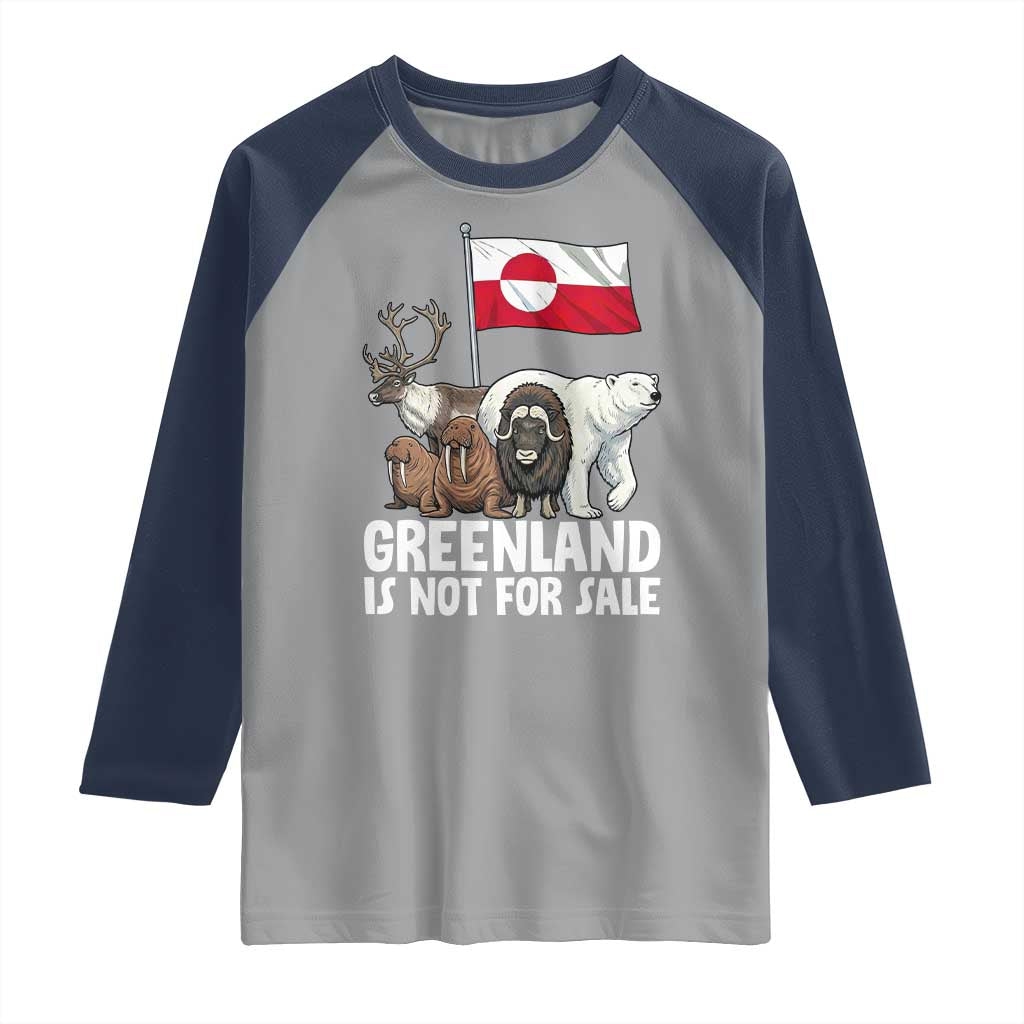 Greenland Is Not For Sale Raglan Shirt Arctic Animal Resist Protest Greenland Flag TS02 Sport Gray Navy Print Your Wear