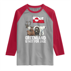 Greenland Is Not For Sale Raglan Shirt Arctic Animal Resist Protest Greenland Flag TS02 Sport Gray Red Print Your Wear
