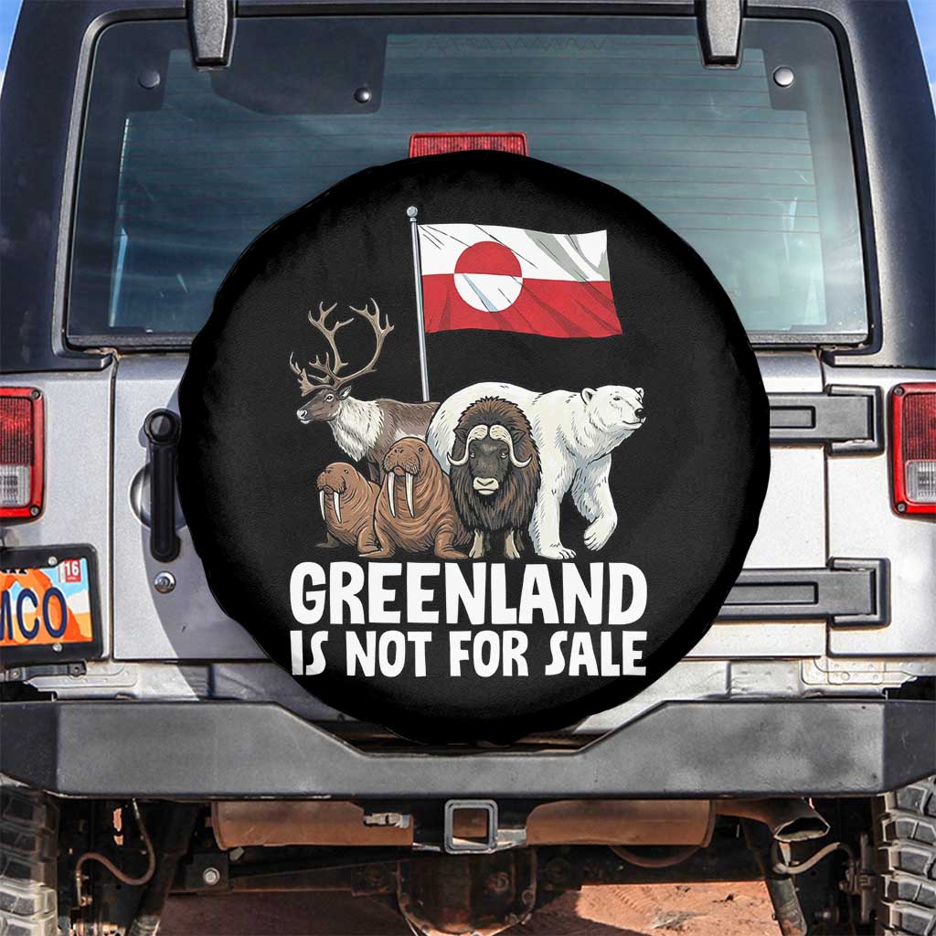 Greenland Is Not For Sale Spare Tire Cover Arctic Animal Resist Protest Greenland Flag TS02 No hole Black Print Your Wear