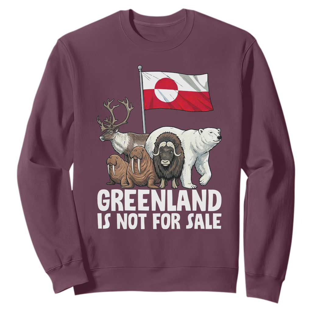 Greenland Is Not For Sale Sweatshirt Arctic Animal Resist Protest Greenland Flag TS02 Maroon Print Your Wear