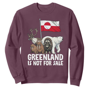 Greenland Is Not For Sale Sweatshirt Arctic Animal Resist Protest Greenland Flag TS02 Maroon Print Your Wear