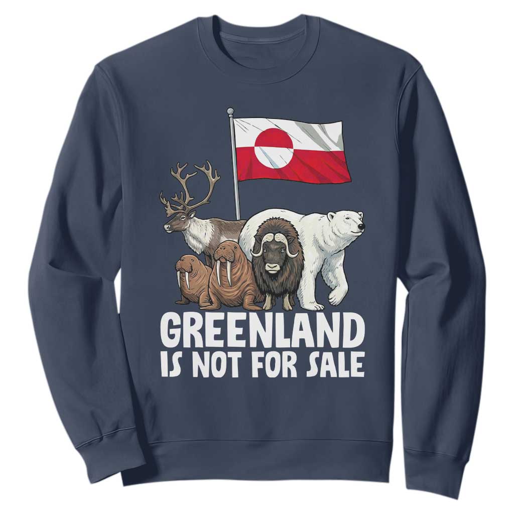 Greenland Is Not For Sale Sweatshirt Arctic Animal Resist Protest Greenland Flag TS02 Navy Print Your Wear