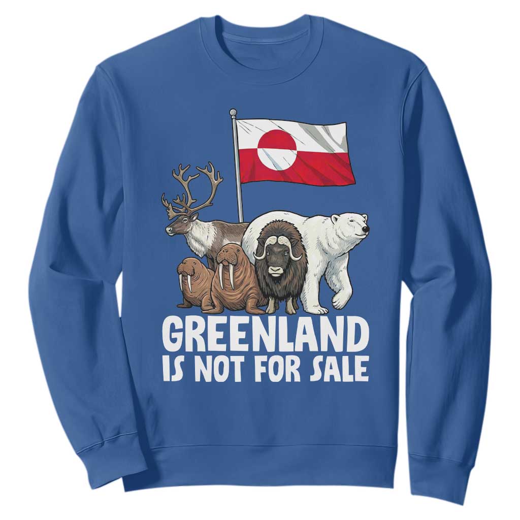 Greenland Is Not For Sale Sweatshirt Arctic Animal Resist Protest Greenland Flag TS02 Royal Blue Print Your Wear