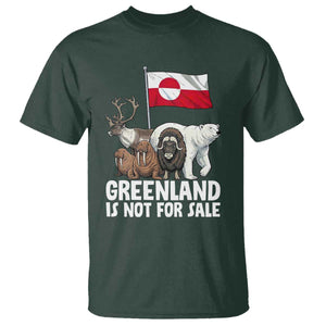 Greenland Is Not For Sale T Shirt - Arctic Animal Resist Protest Greenland Flag Tee TS02 Dark Forest Green Print Your Wear