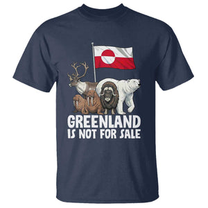 Greenland Is Not For Sale T Shirt - Arctic Animal Resist Protest Greenland Flag Tee TS02 Navy Print Your Wear
