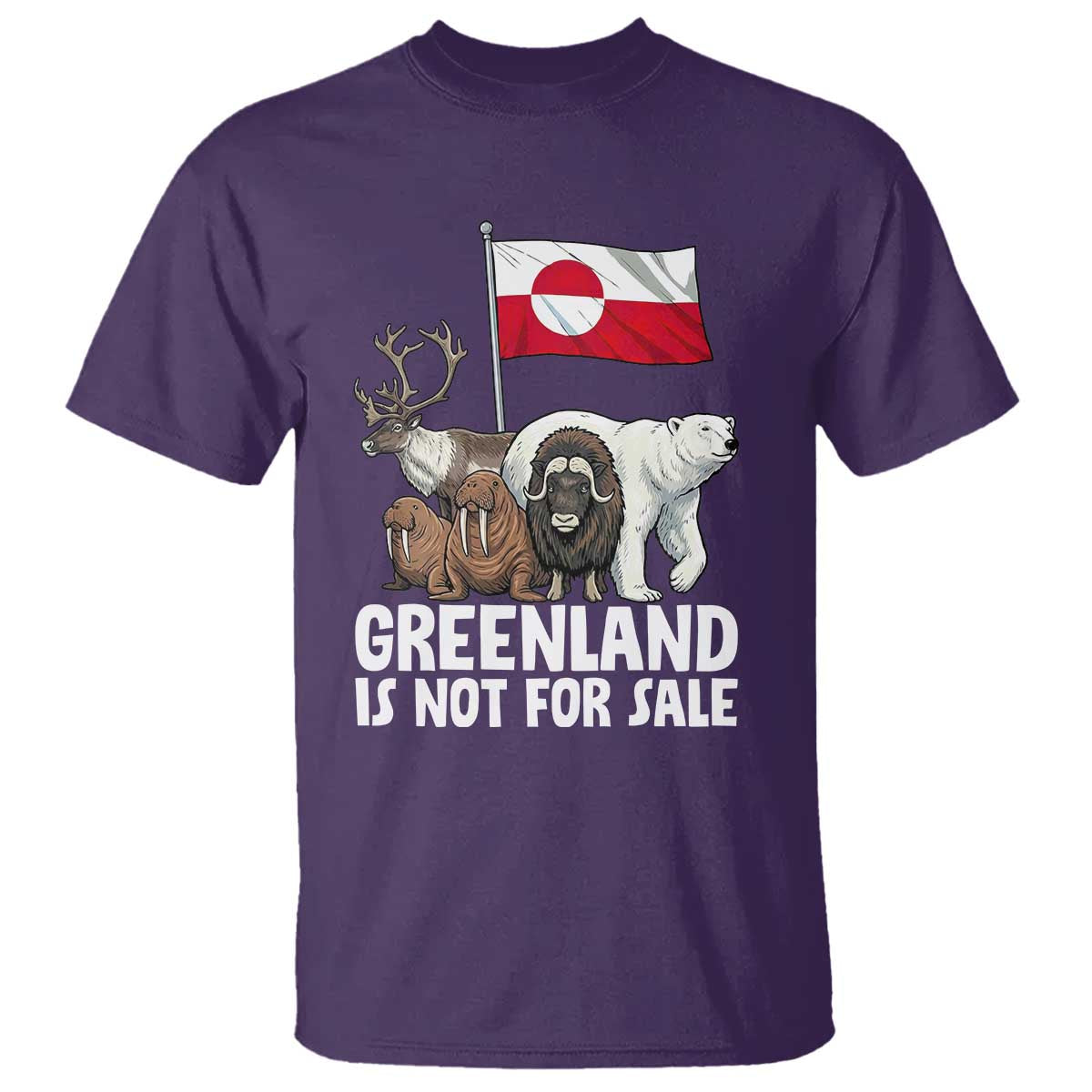 Greenland Is Not For Sale T Shirt - Arctic Animal Resist Protest Greenland Flag Tee TS02 Purple Print Your Wear