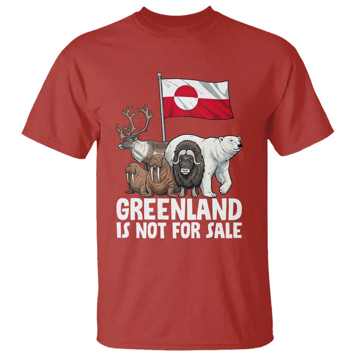 Greenland Is Not For Sale T Shirt - Arctic Animal Resist Protest Greenland Flag Tee TS02 Red Print Your Wear