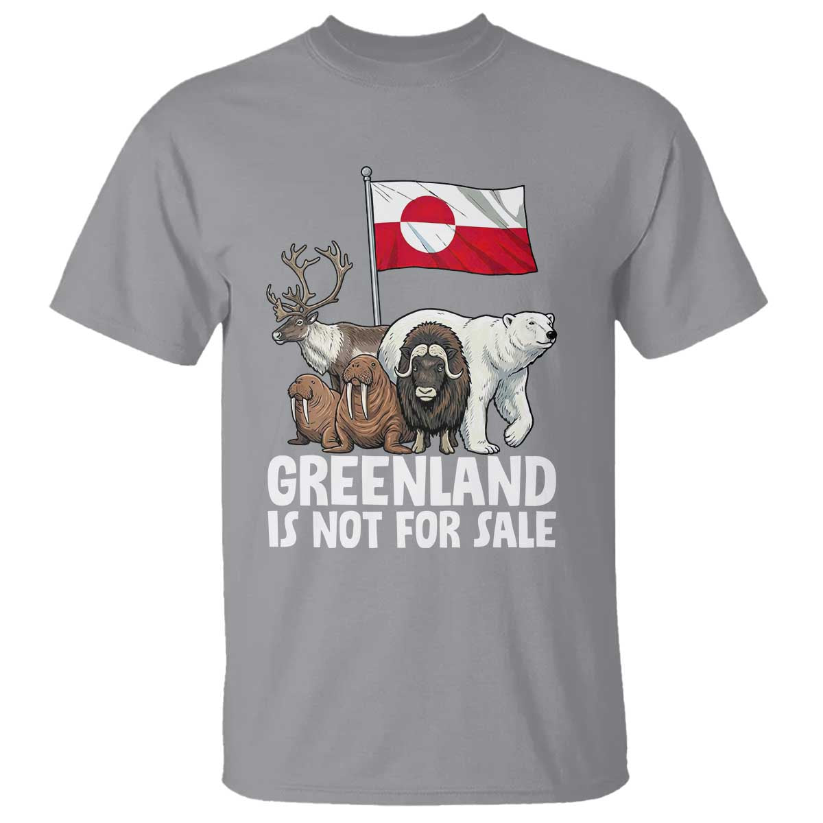 Greenland Is Not For Sale T Shirt - Arctic Animal Resist Protest Greenland Flag Tee TS02 Sport Gray Print Your Wear