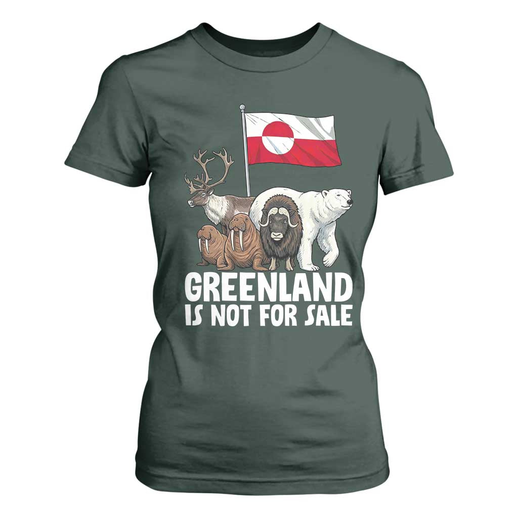 Greenland Is Not For Sale T Shirt For Women Arctic Animal Resist Protest Greenland Flag TS02 Dark Forest Green Print Your Wear