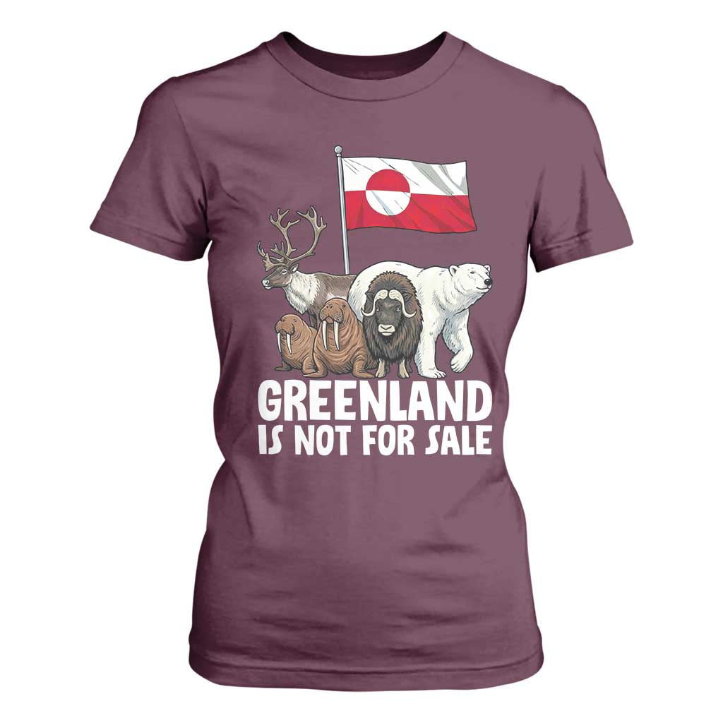 Greenland Is Not For Sale T Shirt For Women Arctic Animal Resist Protest Greenland Flag TS02 Maroon Print Your Wear