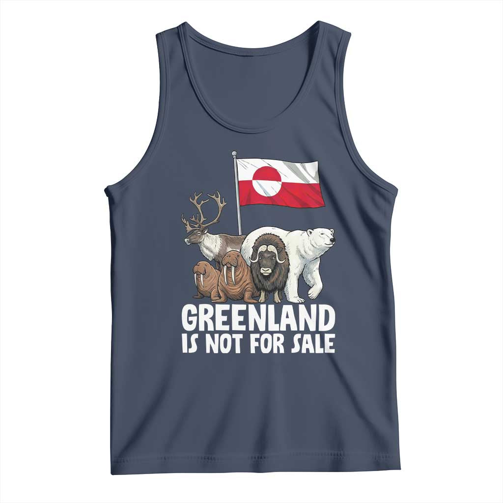 Greenland Is Not For Sale Tank Top Arctic Animal Resist Protest Greenland Flag TS02 Navy Print Your Wear