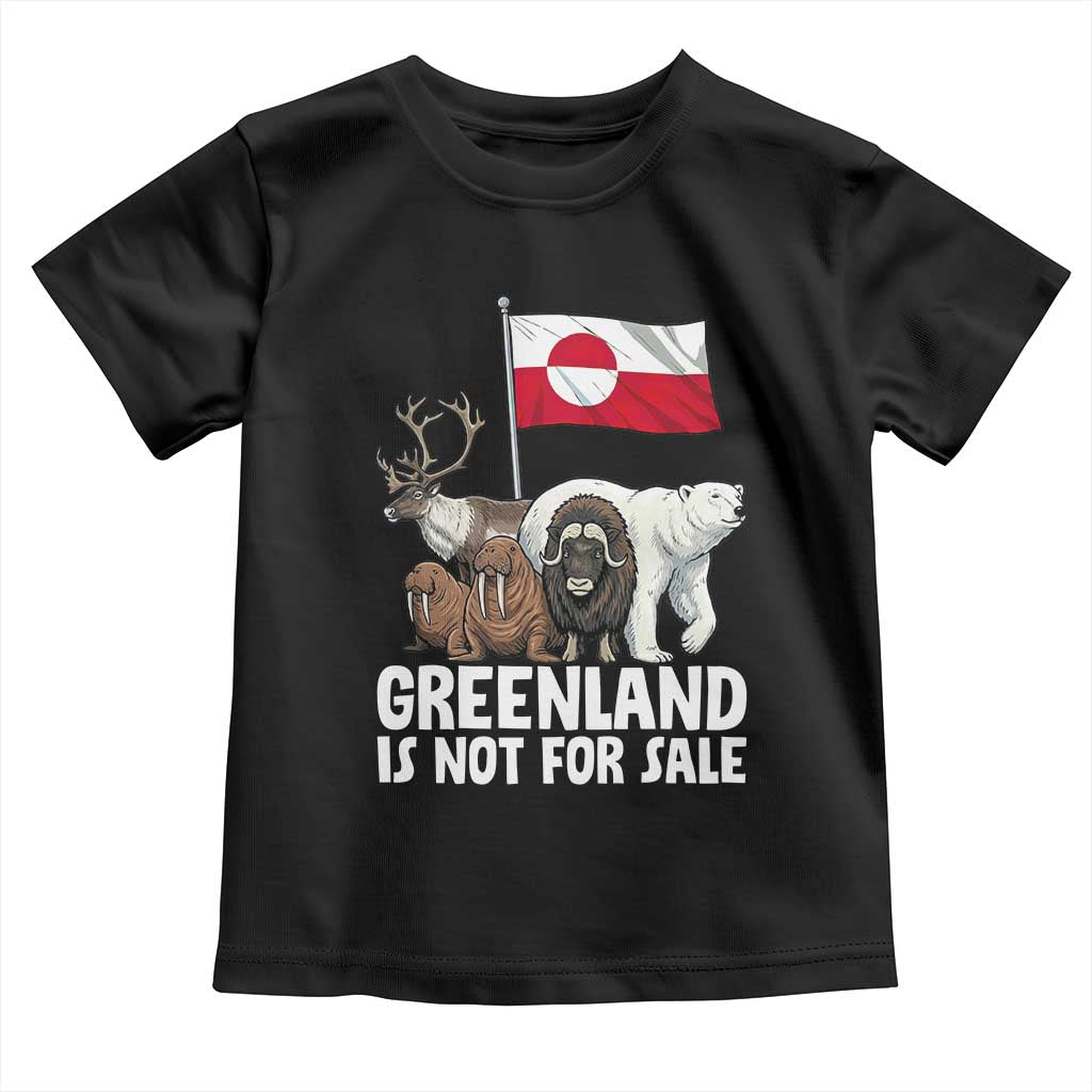 Greenland Is Not For Sale Toddler T Shirt Arctic Animal Resist Protest Greenland Flag TS02 Black Print Your Wear