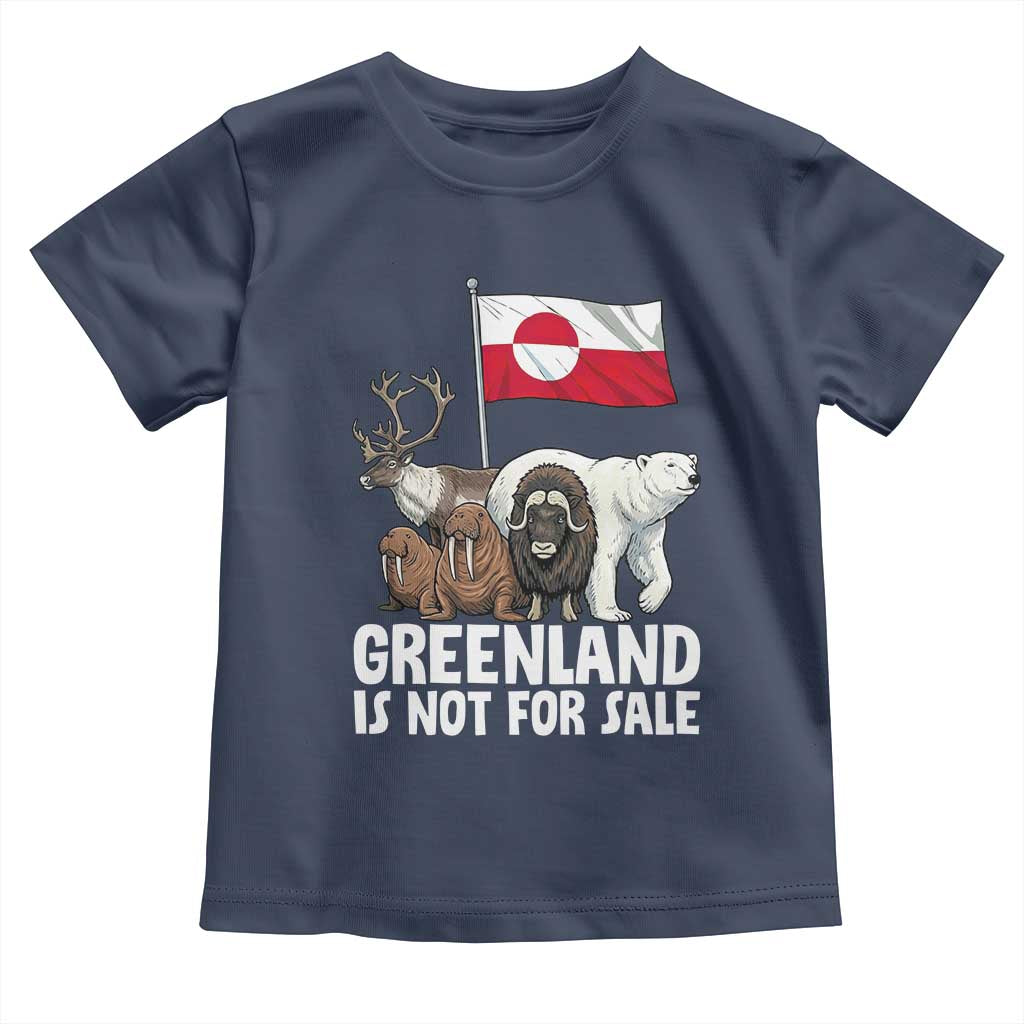 Greenland Is Not For Sale Toddler T Shirt Arctic Animal Resist Protest Greenland Flag TS02 Navy Print Your Wear