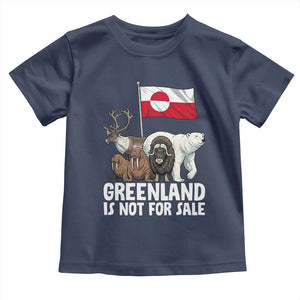 Greenland Is Not For Sale Toddler T Shirt Arctic Animal Resist Protest Greenland Flag TS02 Navy Print Your Wear