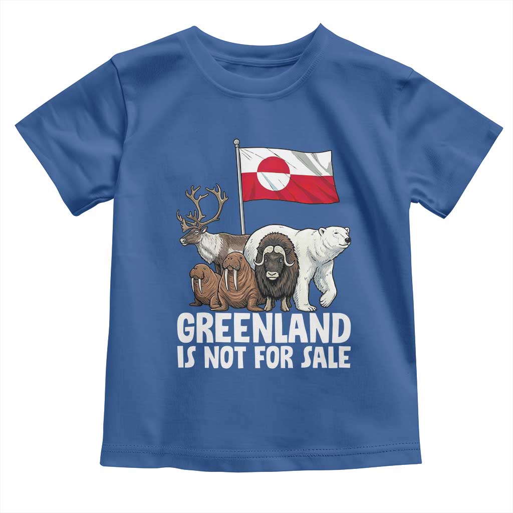 Greenland Is Not For Sale Toddler T Shirt Arctic Animal Resist Protest Greenland Flag TS02 Royal Blue Print Your Wear