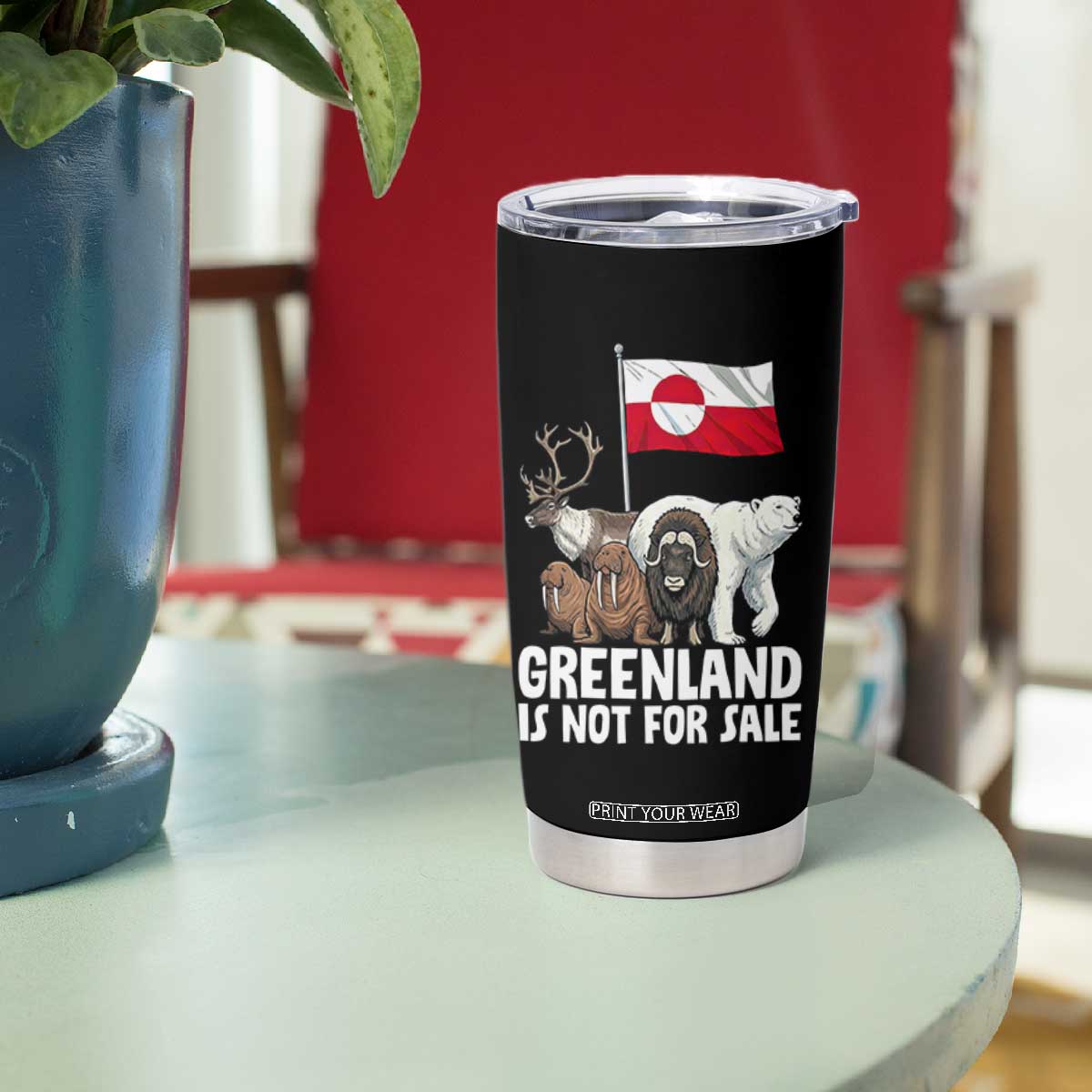 Greenland Is Not For Sale Tumbler Cup Arctic Animal Resist Protest Greenland Flag TS02 Print Your Wear