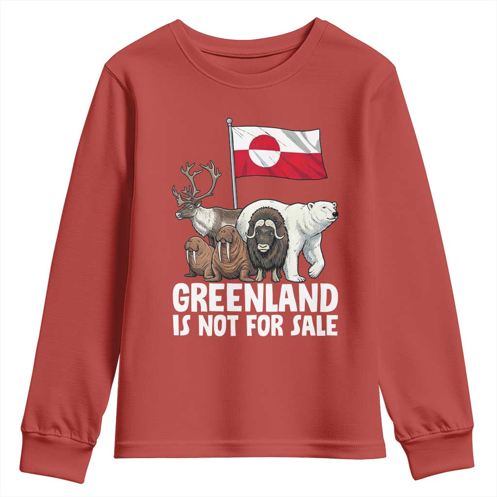 Greenland Is Not For Sale Youth Sweatshirt Arctic Animal Resist Protest Greenland Flag TS02 Red Print Your Wear