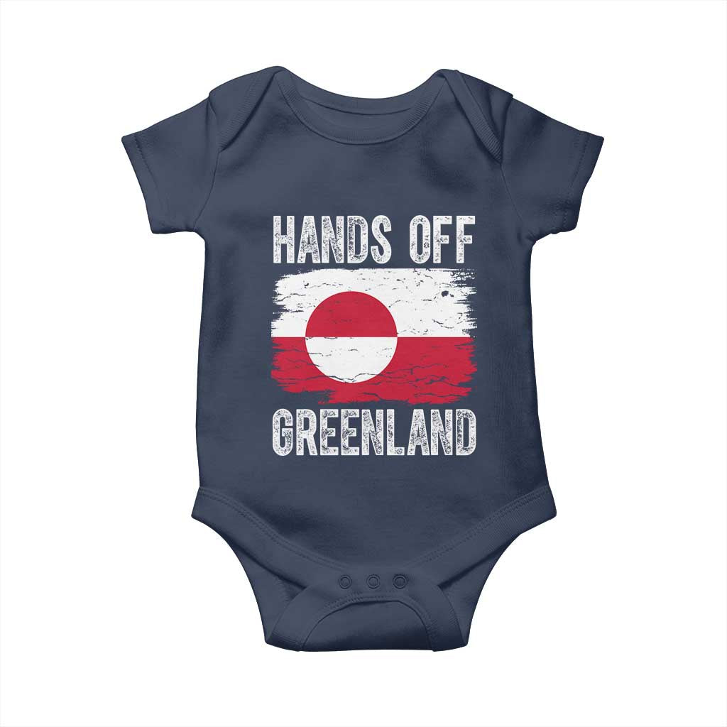 Hands Off Greenland Baby Onesie Distressed Flag Resist Political Protest TS02 Navy Print Your Wear