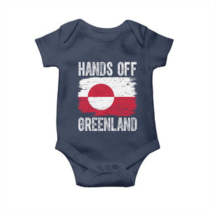 Hands Off Greenland Baby Onesie Distressed Flag Resist Political Protest TS02 Navy Print Your Wear